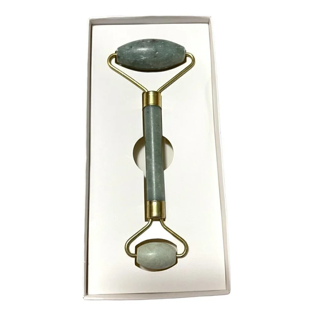 Sherrie Matthews Acupuncture Green Jade Stone Roller Double Sided Beauty Tool